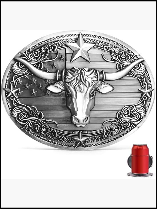 Western Belt Buckle with Beer Holder, Alloy Steel, Polished Finish main image 7